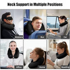 Inflatable Travel Neck Pillow for Airplanes (Black)