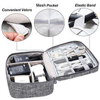 Electronics Organizer Travel Universal Cable Organizer Bag Waterproof Electronics Accessories Storage Cases for Cable (Double-Gray)