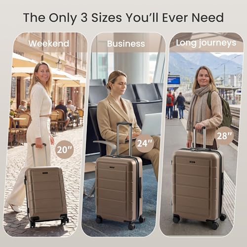 G Series Luggage set 3pcs (Champagne / 3-Piece Set (20/24/28in))