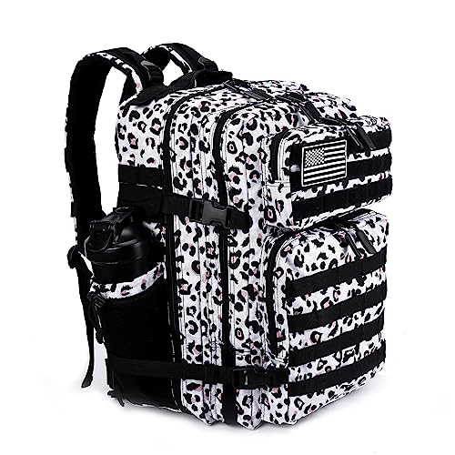 Military Tactical Backpack for Men and Women 45L Army 3 Days Assault Pack Bag Large Rucksack with Molle System White black (White Black)