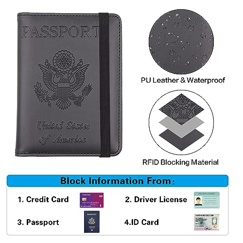 Premium Leather Passport Holder Covers Case (ELA-BLACK)