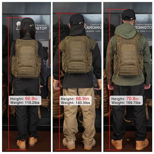 25L Tactical Backpacks Molle Hiking daypacks for Camping Hiking Military Traveling Motorcycle Khaki (6362a-khaki)