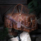 Large duffel bags for men holdall leather travel bag overnight gym sports weekend bag (28" X-Large / TAN BROWN)