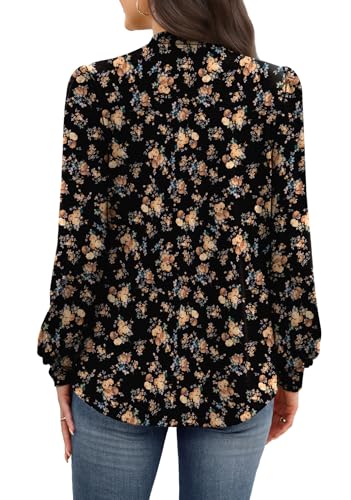 Womens Tops for Teachers Fall Outfits for Women 2026 Long Sleeve Shirts Blouses Work School Outfits for Teachers Outfits Fall Clothes Fashion Clothing Trendy Ladies Tops Rose Floral L (01 - Rose Floral / Large)