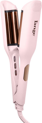 L'ANGE HAIR SculptWaver Titanium Deep Wave | Hair Crimper for Effortless Beach Waves | 3 Barrel Hair Waver with Adjustable Heat | Dual Voltage & Smart Timer | Styling Tools & Appliances, Blush - Small