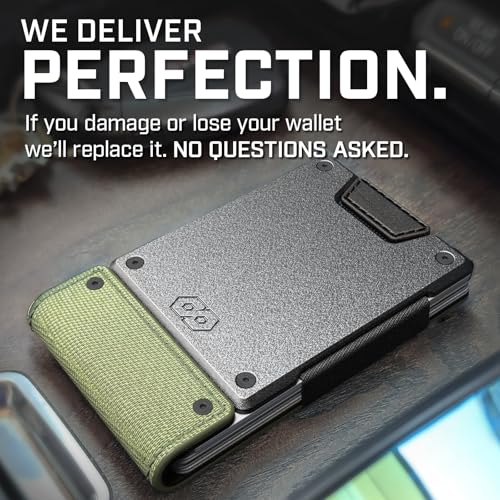 Slim Minimalist Wallets for Men (Operator (1000D Nylon, Black Leather | Satin Gun Metal))