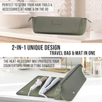Hair Tools Travel Bag and Heat Resistant Mat 17" (Olive)