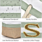 Beach Bag Initial Beach Tote with Makeup Bag for Travel (Light Green / S)
