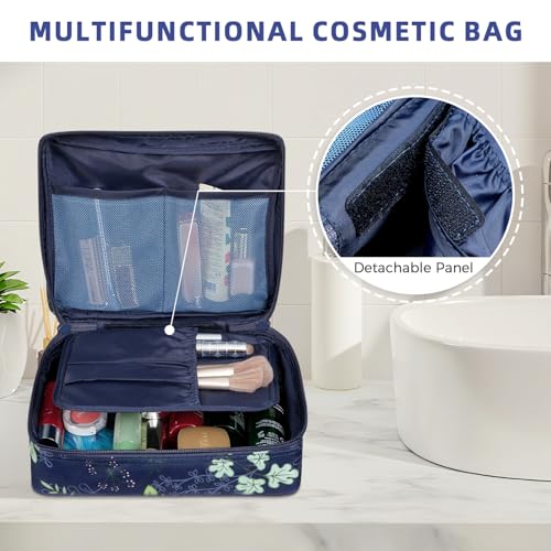 8 Set Packing Cubes Luggage Packing Organizers for Travel Accessories (Navy Leaf / 8 Set)