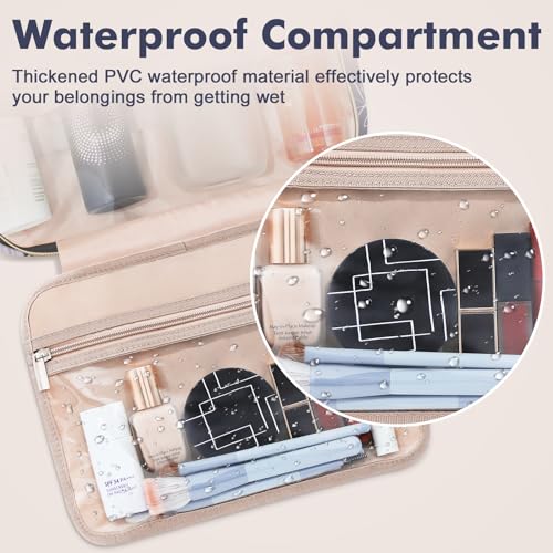 Toiletry Bag for Women (Large / Minimalist / Blue+White)