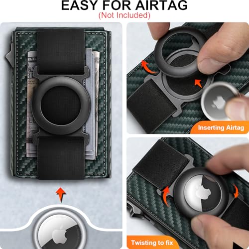 Men Leather Wallet for AirTag (Dark Green8618)