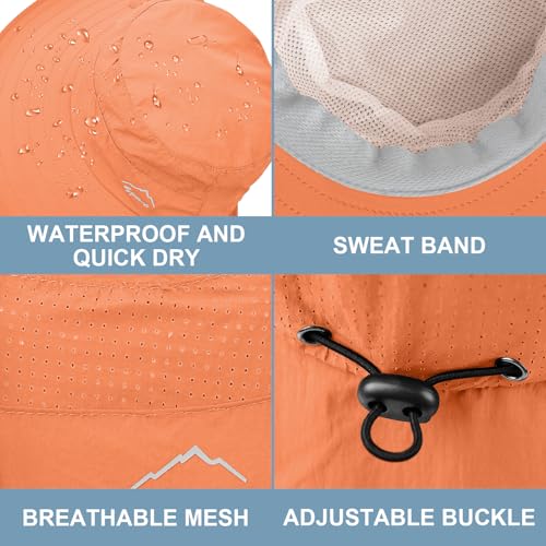 Sun Hat for Men Women with Neck Flap (6 3/4-6 7/8 / 1pack-style2-orange (With Face Cover))