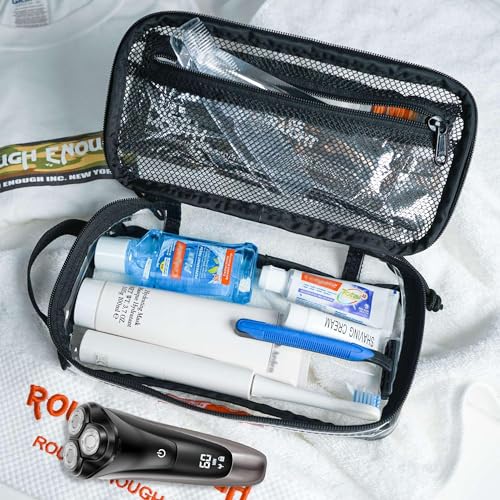 Rough Enough Clear TSA Approved Toiletry Bag Small Travel Shaving Kit Pouch (Clear)