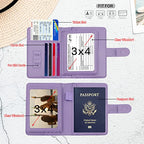 Rfid Passport Holder for Travel women (Purple)