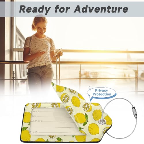 2 Pack Luggage Tag for Suitcase (Yellow Lemon)