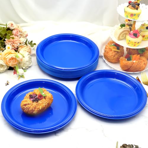 50 Pcs 10 Inch Blue Plastic Plates (Blue / 50 Pcs)
