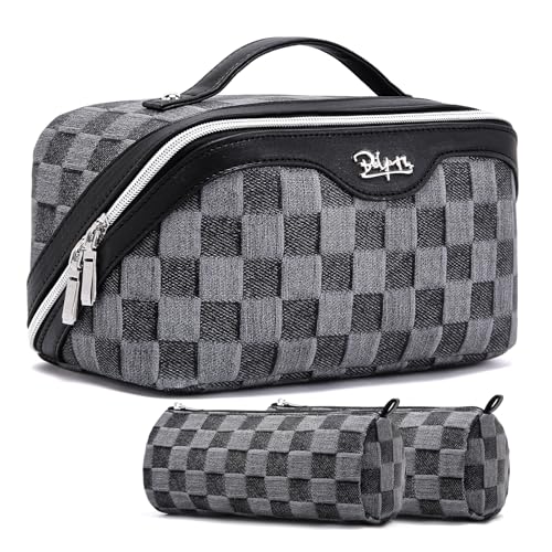 Travel Makeup Bag Cosmetic Bags for Women (D-2-Black)