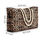 Beach Bags for Women Large Waterproof Beach Tote Bag Zipper Beach Bags Waterproof Sandproof Swim Pool Bag Large Tote (Leopard)
