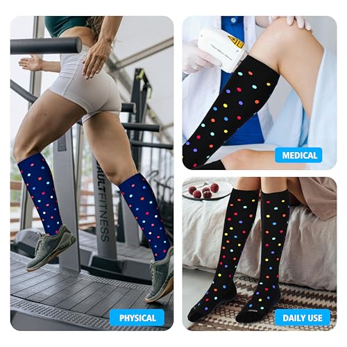 Extra Thick Wide Calf Compression Socks for Women&Men Plus Size 20 (2 Pairs-polkadots2 / X-Large)