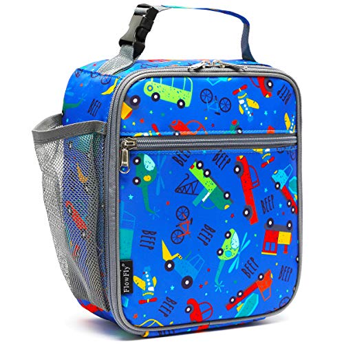 Kids Lunch box Insulated Soft Bag Mini Cooler Back to School Thermal Meal Tote Kit for Girls (Car)