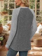 Womens Tops Long Sleeve Shirts Sweaters for Women Fall Teacher Outfits (Medium / Grey White)