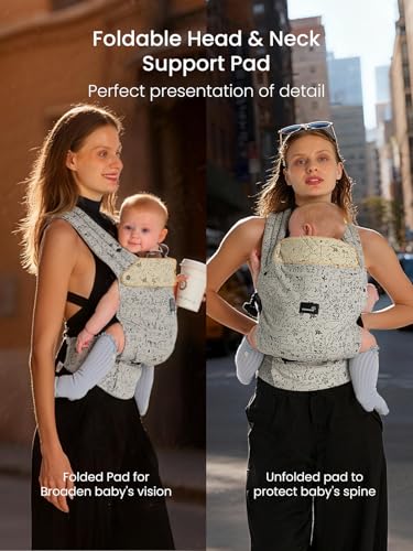 Baby Carrier Newborn with Head Support (Grey Animal Patter)