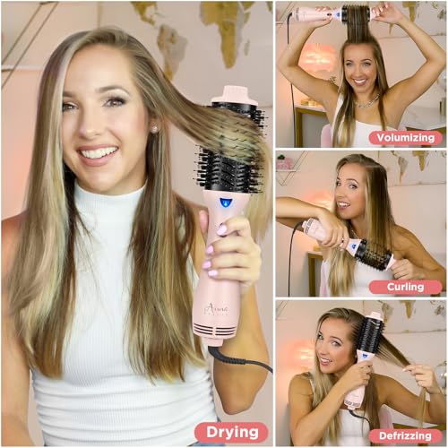 One Step Hair Dryer Brush and Styler Volumizer (Pink / 2.3" Oval Barrel)