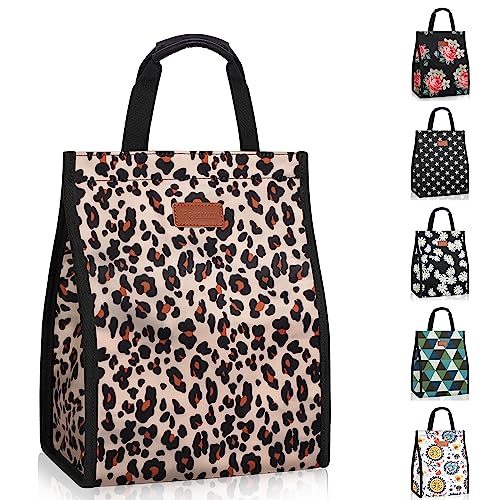 Lunch Bags for Women Insulated Reusable Lunch Tote with Internal Pocket (Leopard / 1 pack)