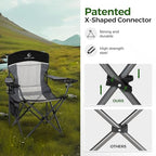 Heavy Duty 400lbs Mesh Back Camping Chairs with Lumbar Support (Black&grey / 1PC)