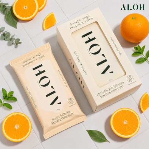 ALŌH Sweet Orange Bergamot + Aloe Hand Sanitizer Wipes (Sweet Orange Bergamot 6 pack 20ct Wipes (120 wipes))