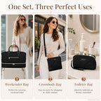 Weekender Bag for Women 21.5" Travel Duffel Large Carry On Bag 3PCS (Large / 8c-Black)