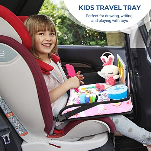Kids Travel Tray for Toddler Car Seat (Pink Unicorn)