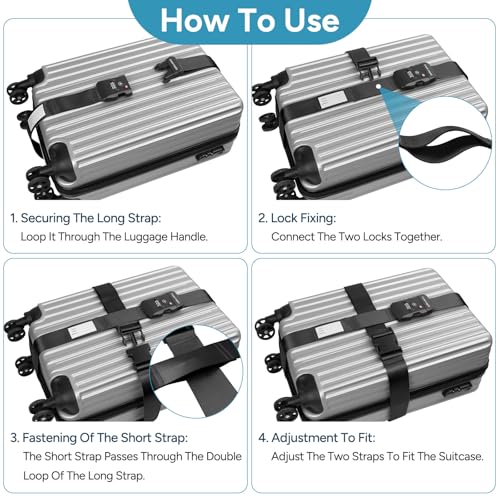 Anti Theft Suitcase Belt with TSA Lock (Cross Black-New)