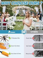 Windproof Travel Umbrellas for Rain and Sun (Clear-Yellow / 2 PK)