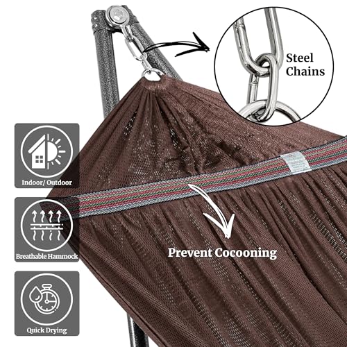 Universal Double Hammock with Stand Included for 2 Persons (1. Brown)