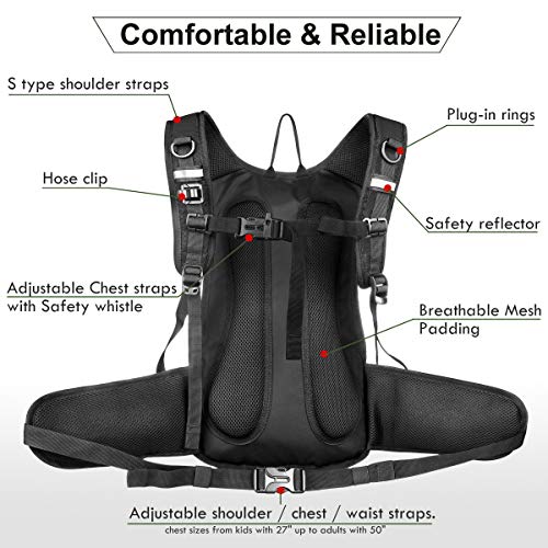 Insulated Hydration Backpack Pack with 3L BPA Free Leak Proof Water Bladder (Black)