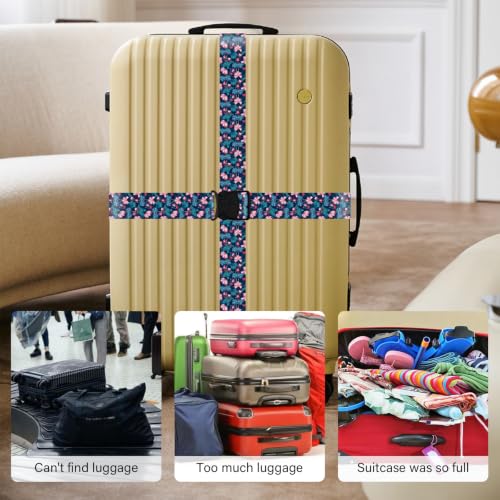Luggage Straps for Suitcases (Pink Flowers)