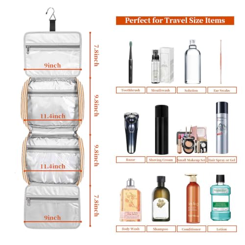 Hanging Travel Toiletry Bag (Orange Strip)