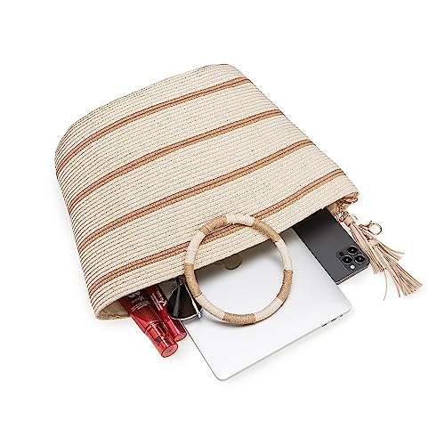 each Bags for Women Straw Tote Bag Summer Beach Bag Large Woven Straw Tote for Vacation Holiday (Beige)