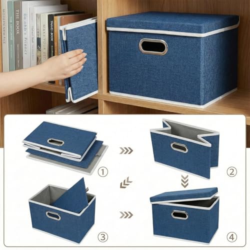 Storage Bins with Lids [3 (Royal Blue / S(3-Pack))