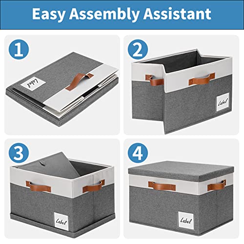 Extra Large Storage Bins with Lids (Extra Large-3 Pack / Grey with White)