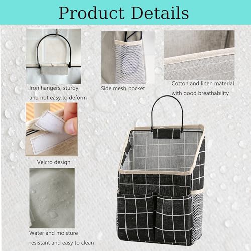 2pcs Wall Hanging Storage Bag (2pcs Black Grid)