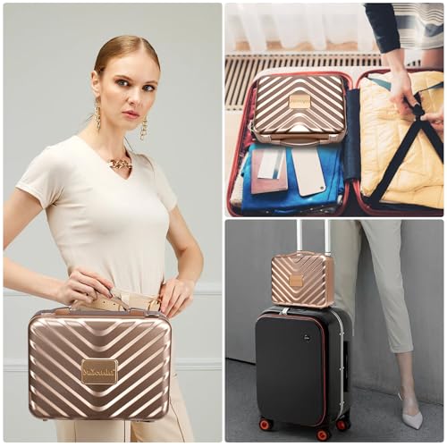 Travel Makeup Case with Mirror (Rose Gold)