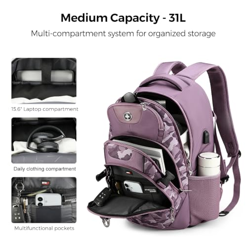 Design Laptop Backpack for Men with USB Charging Port SD803 (Pink Camo / Standard)