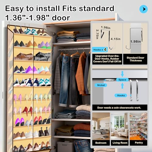 10 Tier Over the Door Shoe Organizer (Beige)