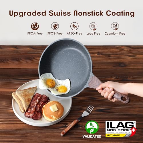 Nonstick Frying Pans (Gray / 9.5+11 Inch)