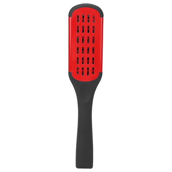 Clamp Hair Straightening Brush - Double-Sided Bristle Brush for Hair Straightening, Styling and Hairdressing for Women and Men (Red)