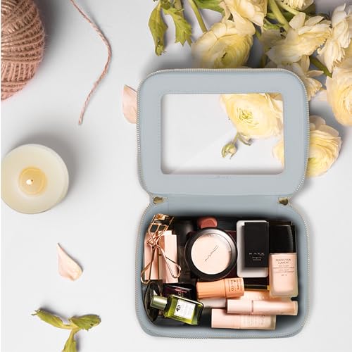 Clear Makeup Bag Travel Cosmetic Organizer Toiletry Case for Women (Grey / Standard - Single Layer)