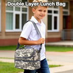 Kids Double Decker Cooler Insulated Lunch Bag Large Tote for Boys (Digital Camo)