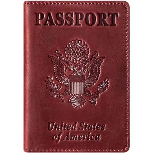 Premium Leather Passport Holder Covers (Wine Red)
